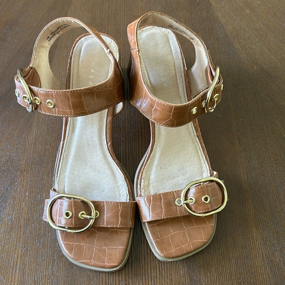 Topshop brown crocodile heels size 8 - Picture 3 of 4